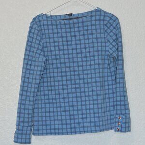 Womens Ann Taylor Blue Blouse Size S (51% cotton/47% polyester/2% spandex)